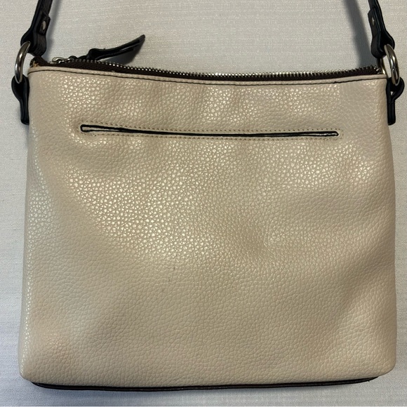 Dana Buchman Small shoulder bag 10.9X9” cream brown trim EUC - Picture 3 of 15